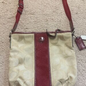 Coach Red and Tan Crossbody Bag